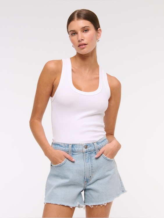 Abercrombie & Fitch The 90s Relaxed Cutoff Short High Rise Light Wash Size 32|14